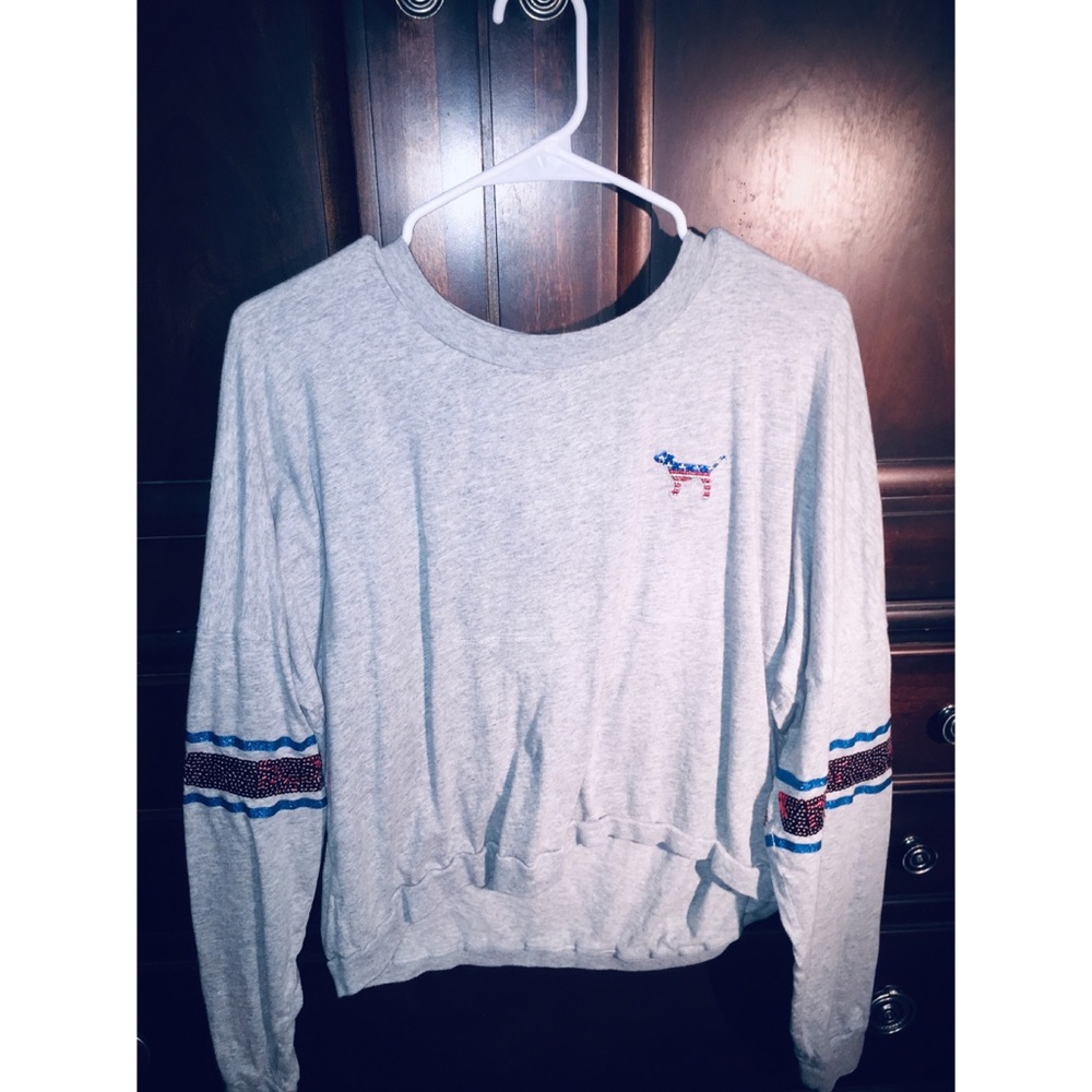 Gray PINK 4th of July Long Sleeve Shirt Medium